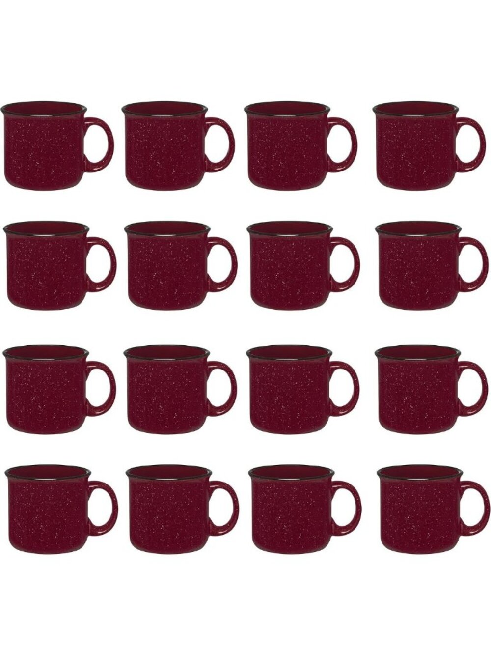 16 Ceramic Campfire Mugs - 15 Oz Maroon Coffee & Tea Cups for Home, Travel, DIY